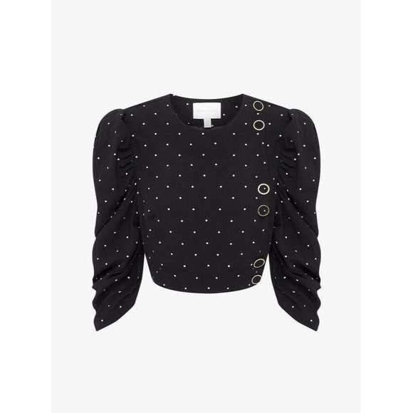 Alice McCall Oscar Top Size 4 NWT $245 Polka Dots Puff Sleeves Button Front - Picture 2 of 7